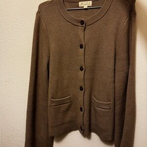 Marled Classic Brown Cardigan Sweater